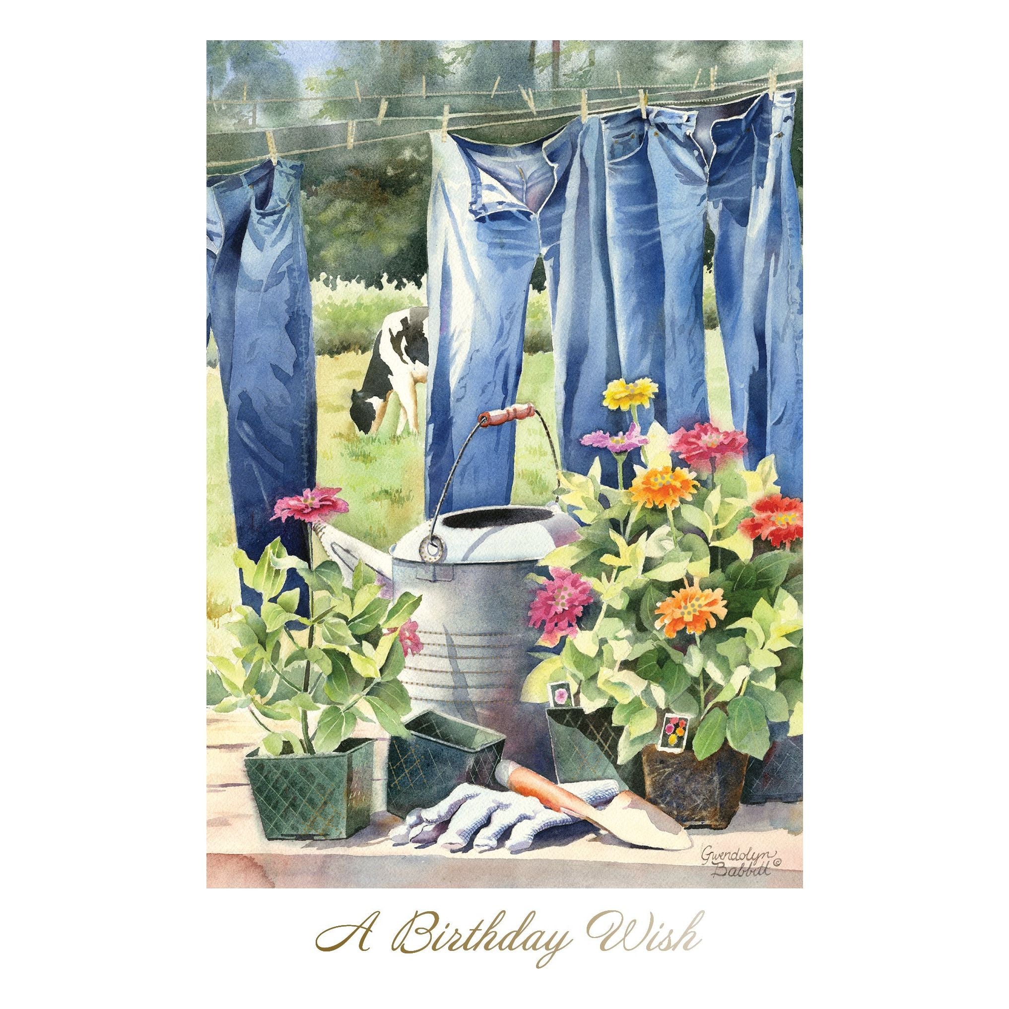 Blue jeans-themed birthday card by Pictura featuring a heart and home design, perfect for celebrating special occasions.